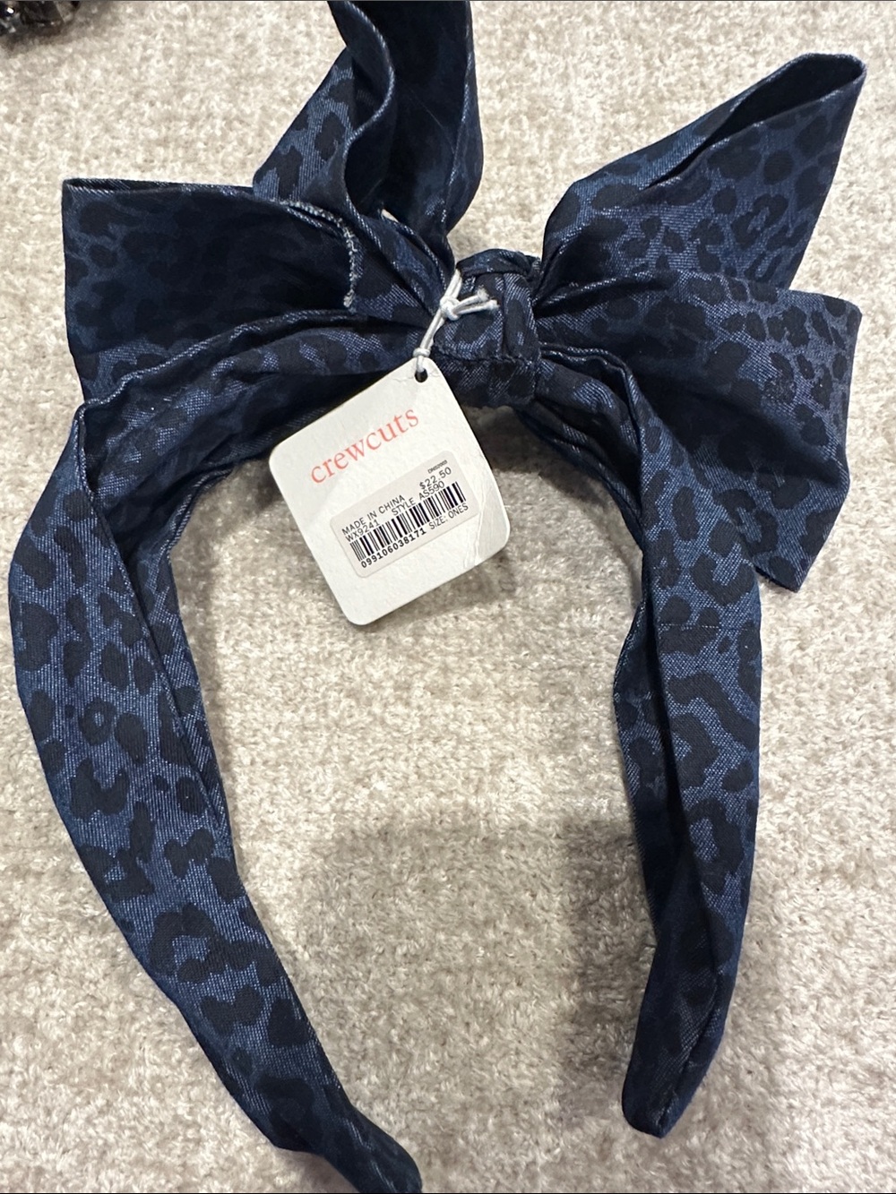 Crewcuts Navy Leopard Bow Headband